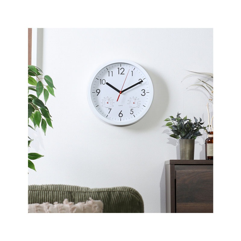 【セット数:6pcs】掛時計 温湿度計付 アーバン ２５ｃｍ [C/D:37860][C/D:37861]