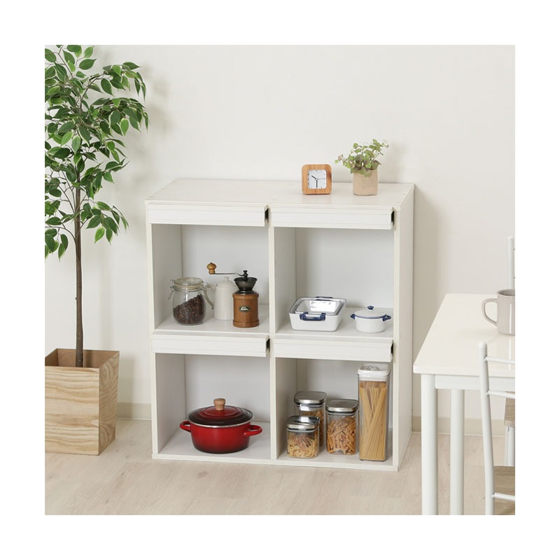 ディスプレイラック ４マス ホワイト ＤＰ８０８５ＷＨ ８７００８ C/D:86034