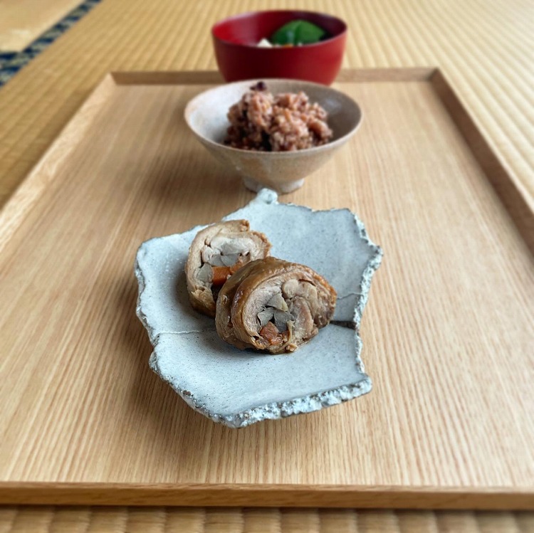 白木塗 タモ 長方形トレー