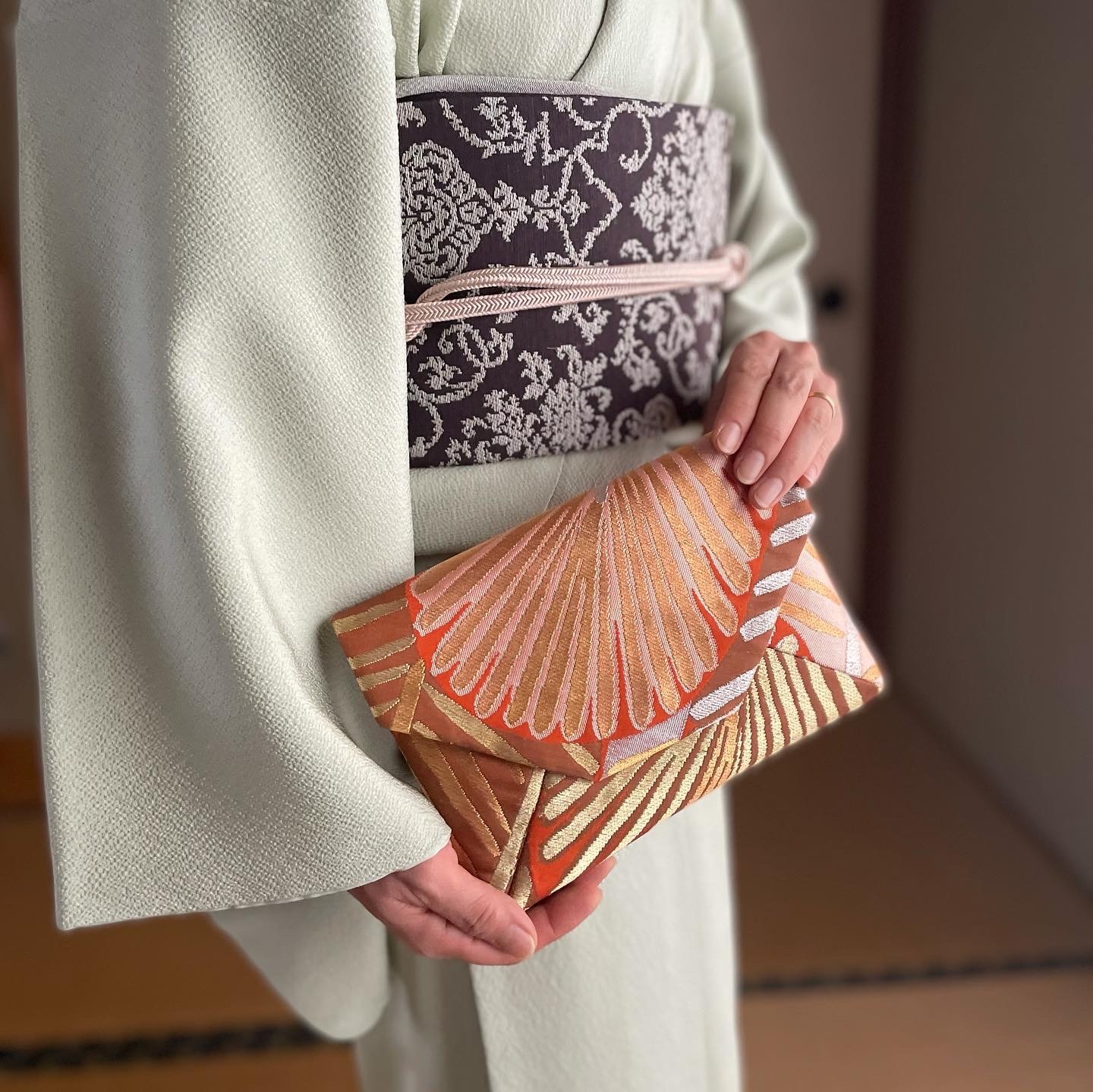 数寄屋袋／SUKI（小）アンティーク着物（帯）