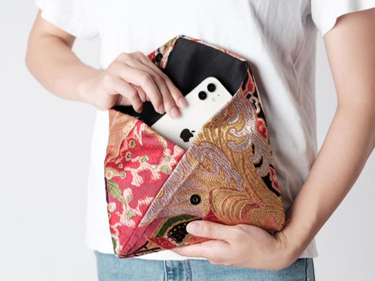 数寄屋袋／SUKI（大）アンティーク着物（帯）