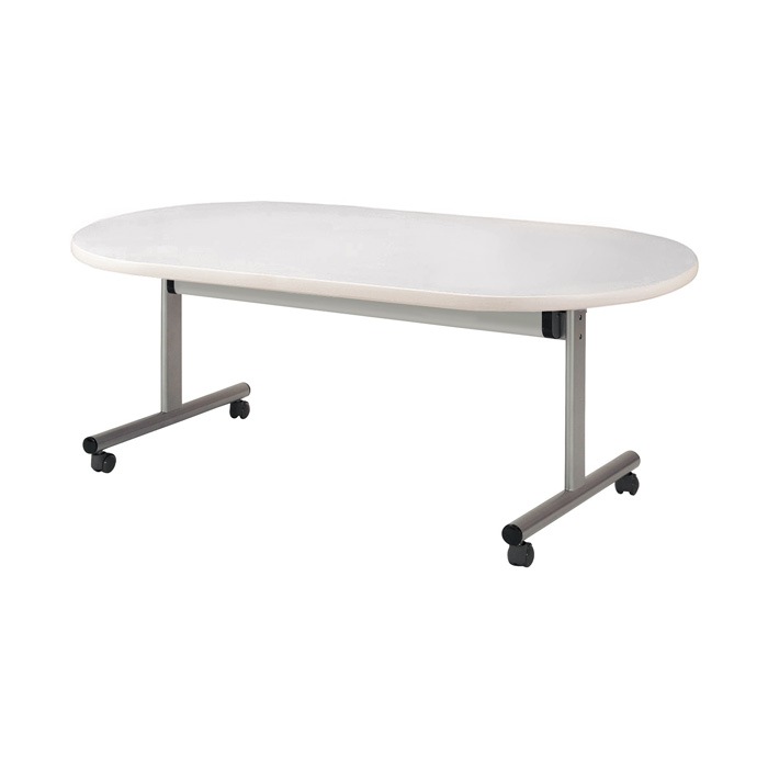 会議用テーブル 折りたたみ キャスター付 E-TOY-1890R 幅180x奥行90x高さ70cm 楕円型 法人様配送料無料(北海道 沖縄 離島を除く) フラップテーブル スタッキングテーブル 会議用テーブル ミーティングテーブル 会議室