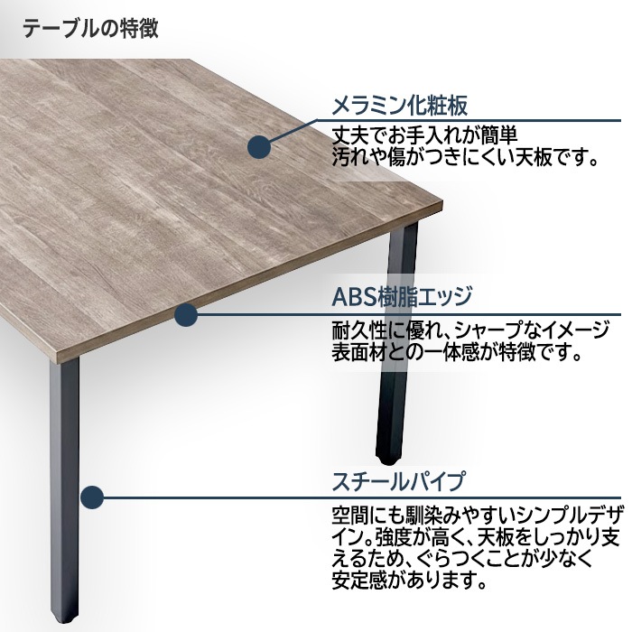 ミーティングテーブル E-EK-1275 幅120x奥行75x高さ72cm 角型 【法人様配送料無料(北海道 沖縄 離島を除く)】 会議用テーブル 会議テーブル長机 会議室 会議机
