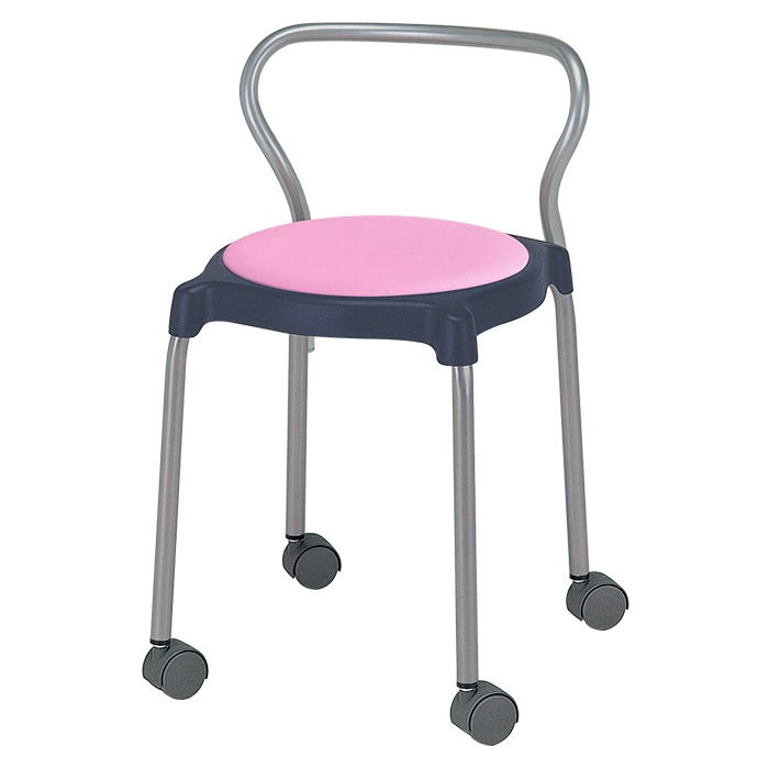 スツール 丸椅子 E-CUPPO-BC-4 幅41x奥行43x高さ65cm 座面高44.5cm 座面Φ36cm 4脚セット 背付 キャスター付 丸イス 事務椅子 おしゃれ ニシキ工業 オフィス家具