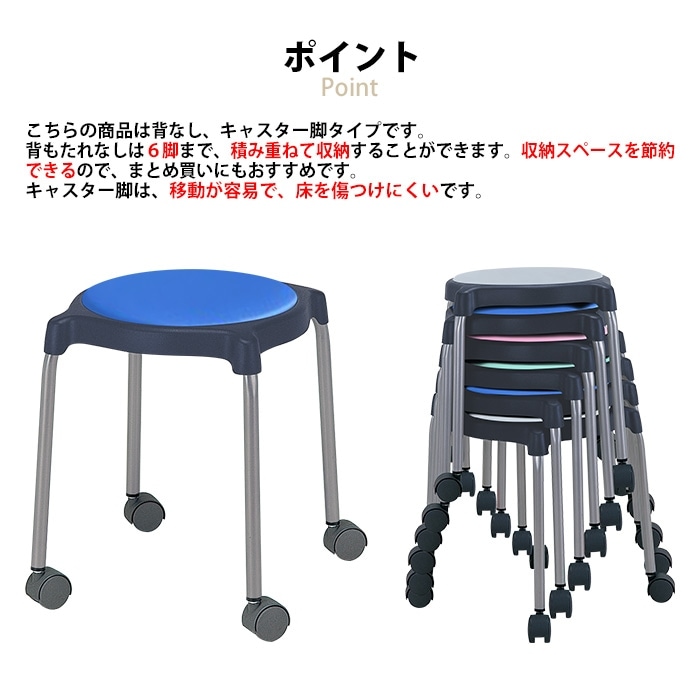 スツール 丸椅子 E-CUPPO-CC 幅37x奥行37cm 座面高44.5cm 座面Φ36cm 背なし キャスター付 丸イス 事務椅子 おしゃれ ニシキ工業 オフィス家具