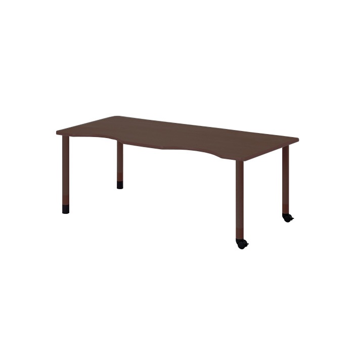 介護用テーブル 上下昇降3段階 車椅子対応 E-FPA-1660QC 幅160x奥行60x高さ66・70・74cm 半波型 キャスター脚