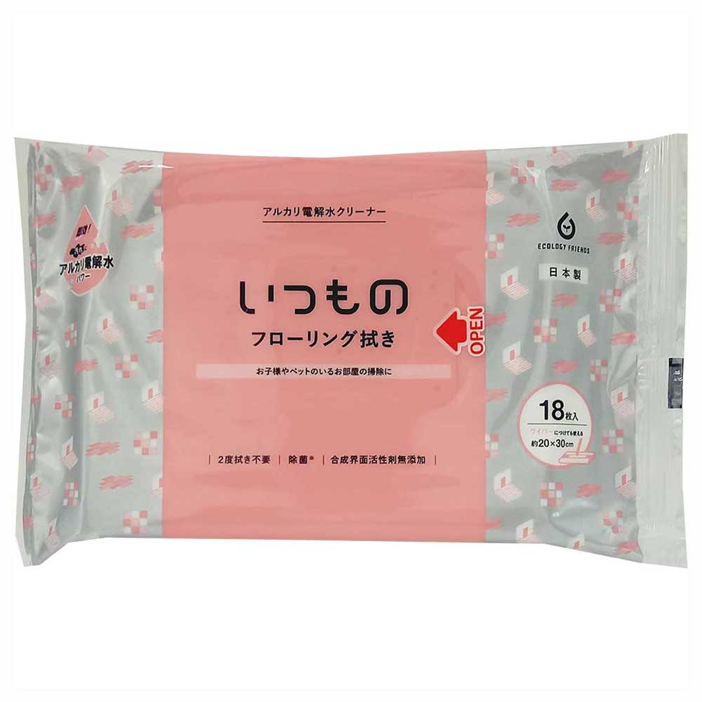 服部製紙 いつもの フローリング用クリーナー 18枚 ALP-2 アルカリ電解水クリーナー 2度拭き不要 不織布 掃除