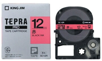 キングジム　テプラPROテープ　カラーカートリッジ　赤ラベル　12mm　SC12R