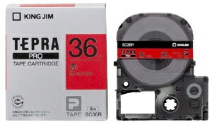 キングジム　テプラPROテープ　カラーカートリッジ　赤ラベル　36mm　SC36R