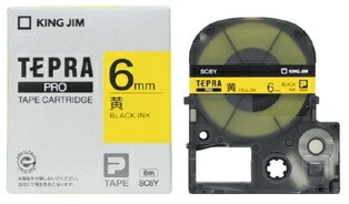キングジム　テプラPROテープ　カラーカートリッジ　黄ラベル　6mm　SC6Y
