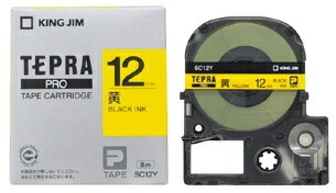 キングジム　テプラPROテープ　カラーカートリッジ　黄ラベル　12mm　SC12Y