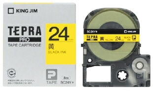キングジム　テプラPROテープ　カラーカートリッジ　黄ラベル　24mm　SC24Y