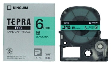 キングジム　テプラPROテープ　カラーカートリッジ　緑ラベル　6mm　SC6G