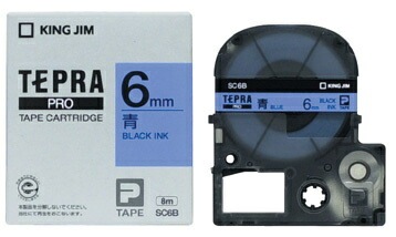 キングジム　テプラPROテープ　カラーカートリッジ　青ラベル　6mm　SC6B