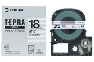 キングジム　テプラPROテープカートリッジ　透明ラベル　18mm　SＴ18K
