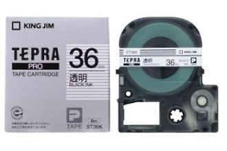 キングジム　テプラPROテープカートリッジ　透明ラベル　36mm　SＴ36K