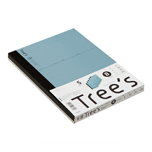日本ノート スタンダードノート Tree's B5サイズ B罫30枚 5冊束　ブルーグレー UTR3B05