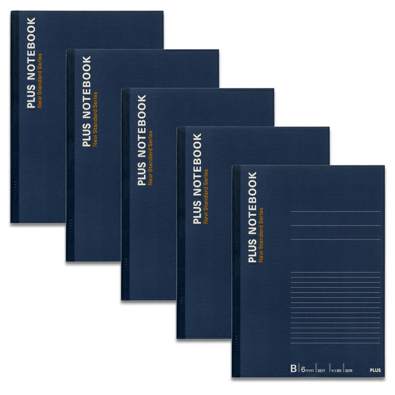 プラス(PLUS)ノート ノートブック セミB5 B罫 30枚 ブルー 5冊パック NO-003BS-5P 76-728