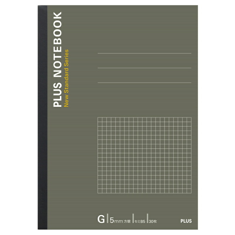 プラス(PLUS) ノート ノートブック 6号 セミB5 G罫 5mm 方眼 30枚 グレー NO-003GS　76-703