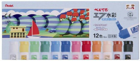 ＜ぺんてる＞ エフ水彩 ポリチューブ入り 12色 WFC212P12