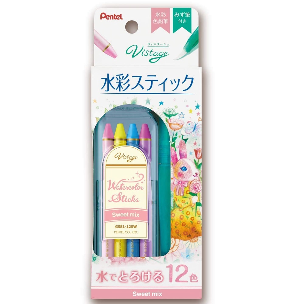 ＜ぺんてる＞ Ｖistage (ヴィスタ―ジュ）水彩スティック スイートミックス GSS1-12SW