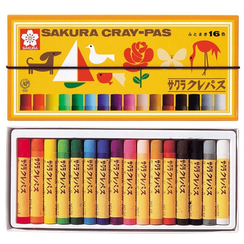 楽天市場】サクラクレパス クレパス 太巻 16色 ゴムヒモ付 LP16R