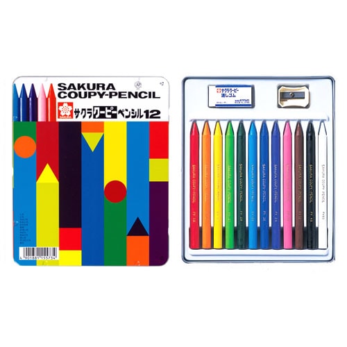 サクラクレパス クーピーペンシル 12色 缶入り FY12