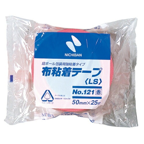 ニチバン　布粘着テープ　中軽量物封かん用　赤 1211-50