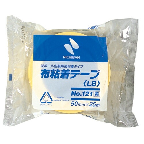 ニチバン　布粘着テープ　中軽量物封かん用　黄 1212-50