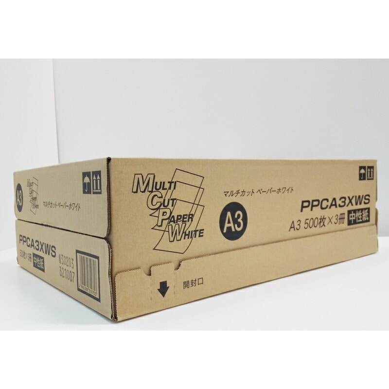 【法人様限定価格】国産PPC用紙　マルチカットペーパー ホワイトA3　500枚×3冊　PPCA3XW　66g/m2　白色度90%　コピー用紙