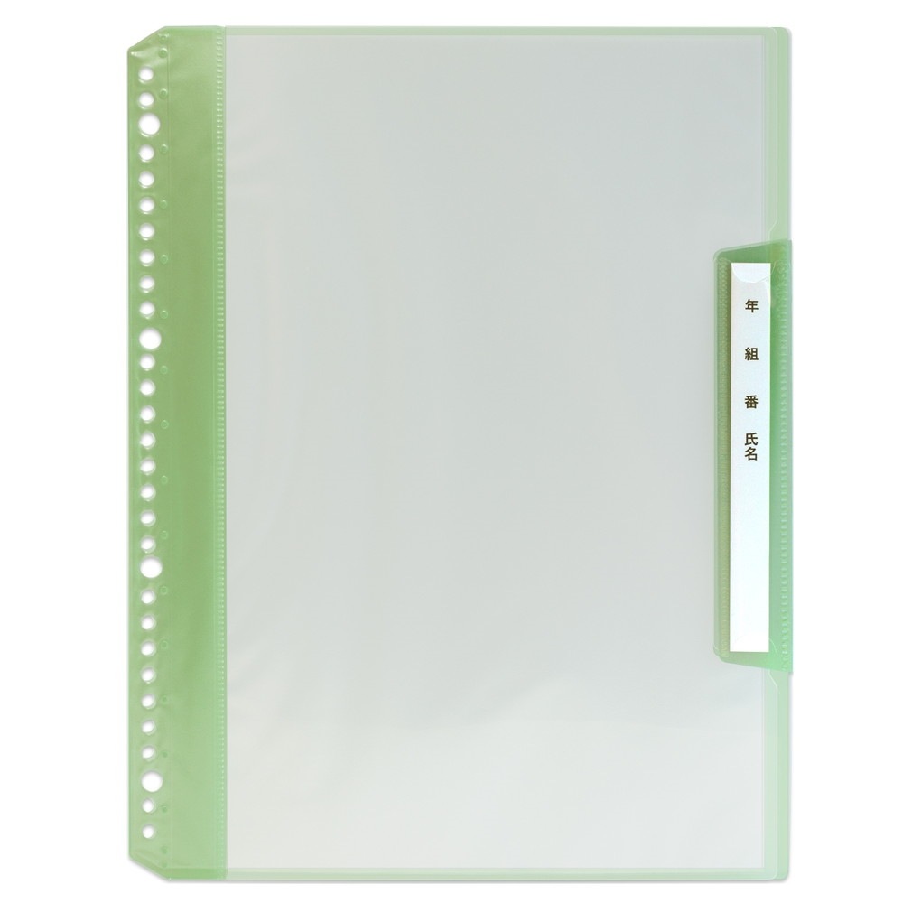プラス(PLUS) 年組氏名リフィール式クリアファイル タテ入れ 6ポケット (２・４・30穴共有）グリーン RE-201CF 84-825