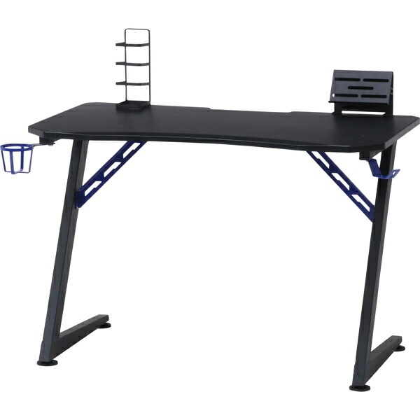 不二貿易　レイズ ゲーミングデスク 幅1050×奥行600×高さ700mm ブルー　18573