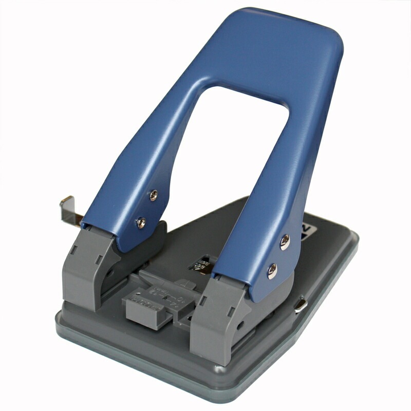 プラス(PLUS)パンチ ペーパーパンチ 2穴 大サイズ 穴径6mm ブルー NO