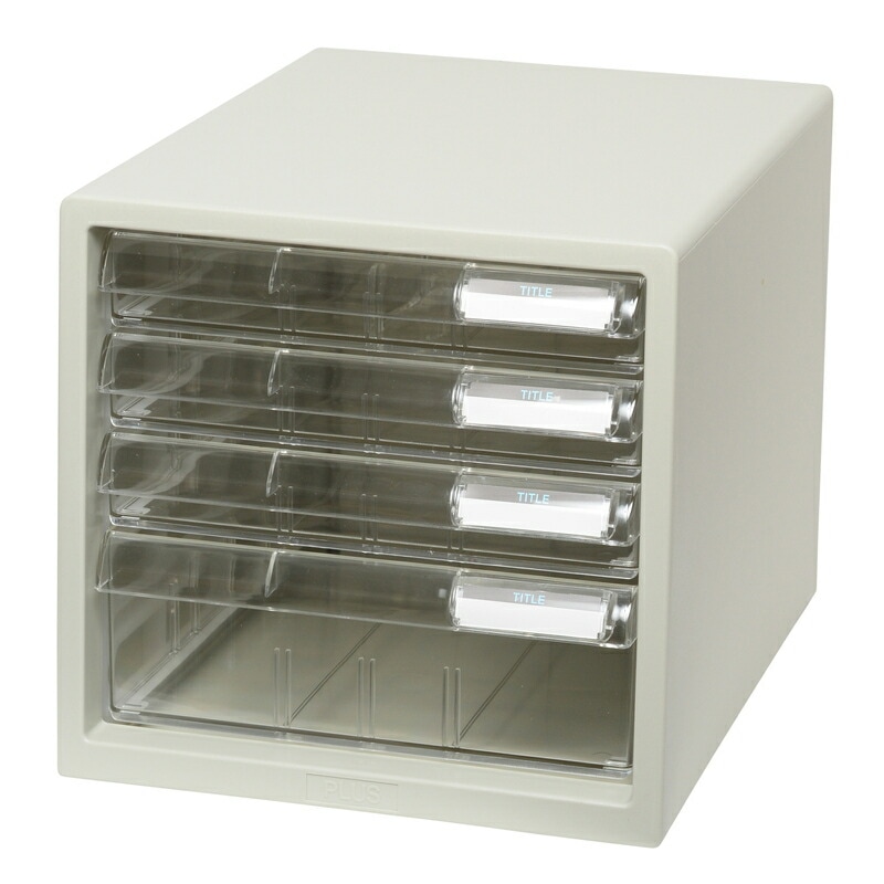 プラス(PLUS)レターケース A4判縦型 LC-Aタイプ 浅型3段・深型1段 ホワイト LC-113A　16-088