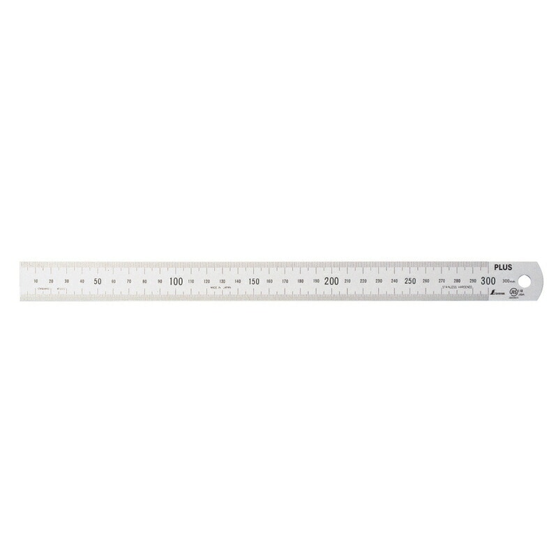 プラス(PLUS)定規 ステンレス直尺 30cm 1.0mm厚 シルバー　47-742