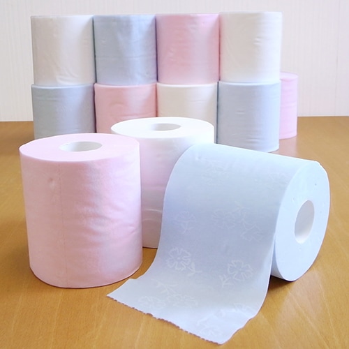 トイレットペーパー 国産高級トイレットロール ハヤシの花 30ロール入り 30m ダブル アソート ホワイト ピンク ブルー ハヤシ商事