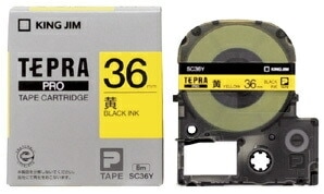 キングジム　テプラPROテープ　カラーカートリッジ　黄ラベル　36mm　SC36Y