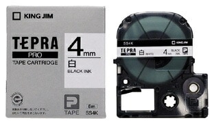 キングジム　テプラPROテープカートリッジ　白ラベル　4mm　SS4K