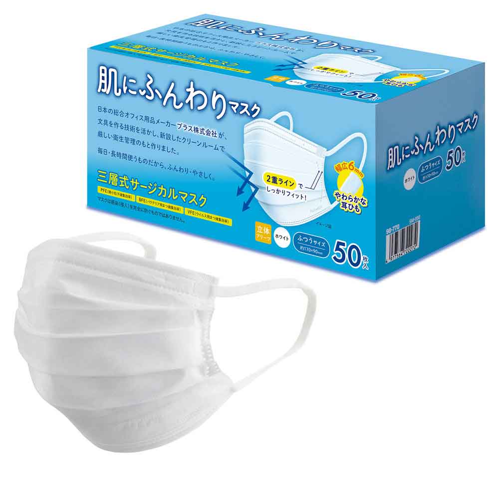 プラス  PLUS  マスク 肌にふんわりマスク 50枚入り SM-050  98-770 地震 災害 防災