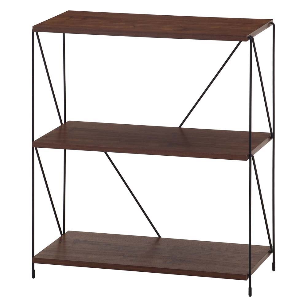 不二貿易 EZBO ワイヤーラック 3段 60幅 ミドルブラウン 77541 | 全