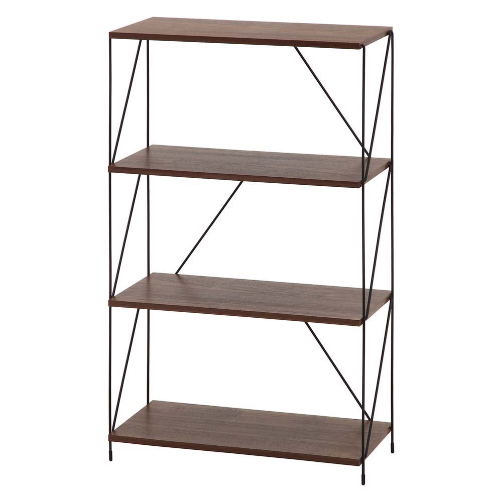 不二貿易 EZBO ワイヤーラック 4段 60幅 ミドルブラウン 77543 | 全