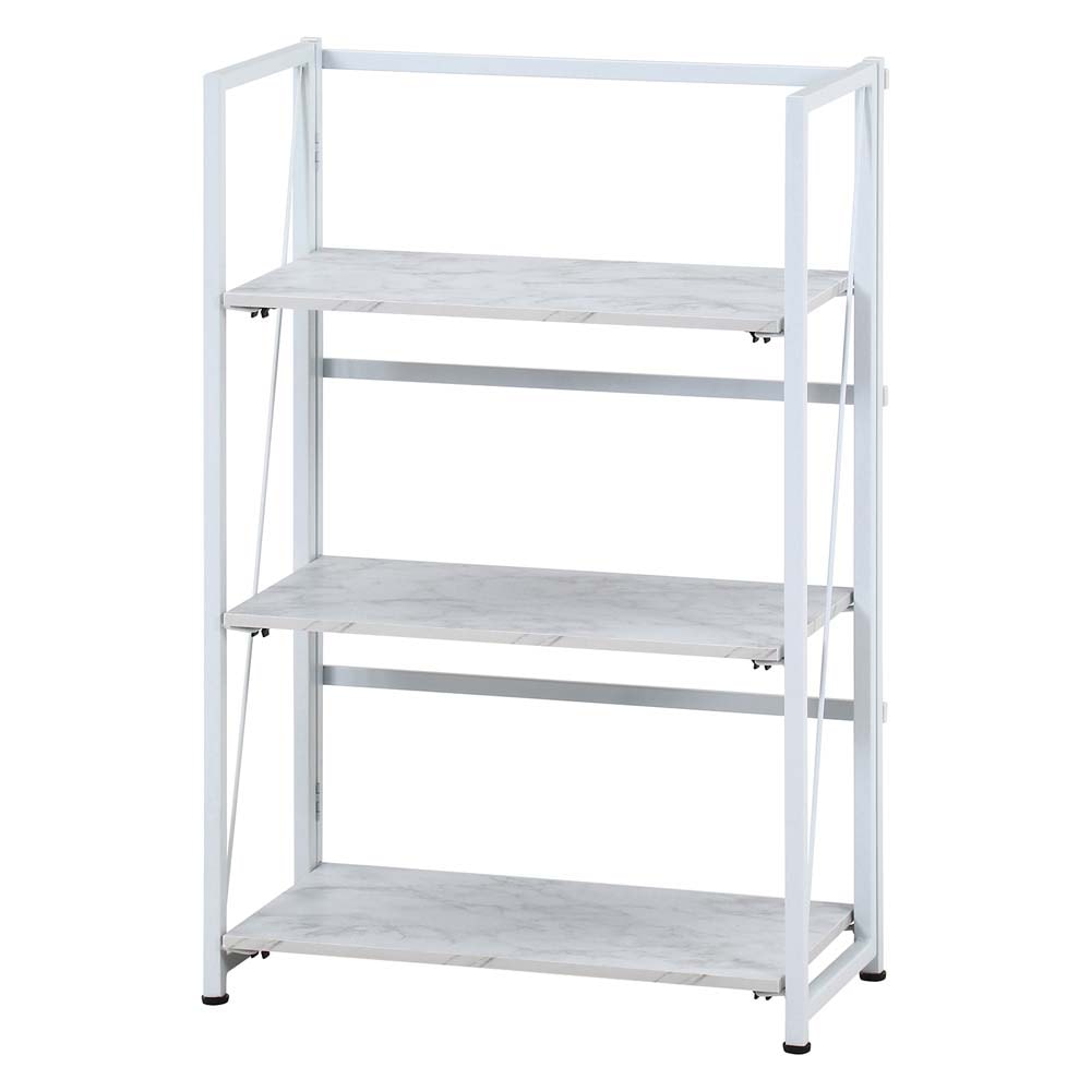 不二貿易 折りたたみシェルフ アロン3段 ストーン 73640