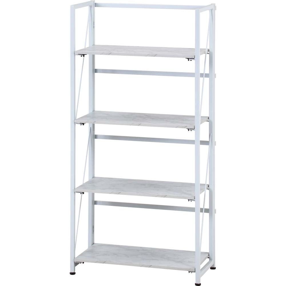 不二貿易 折りたたみシェルフ アロン4段 ストーン 73643