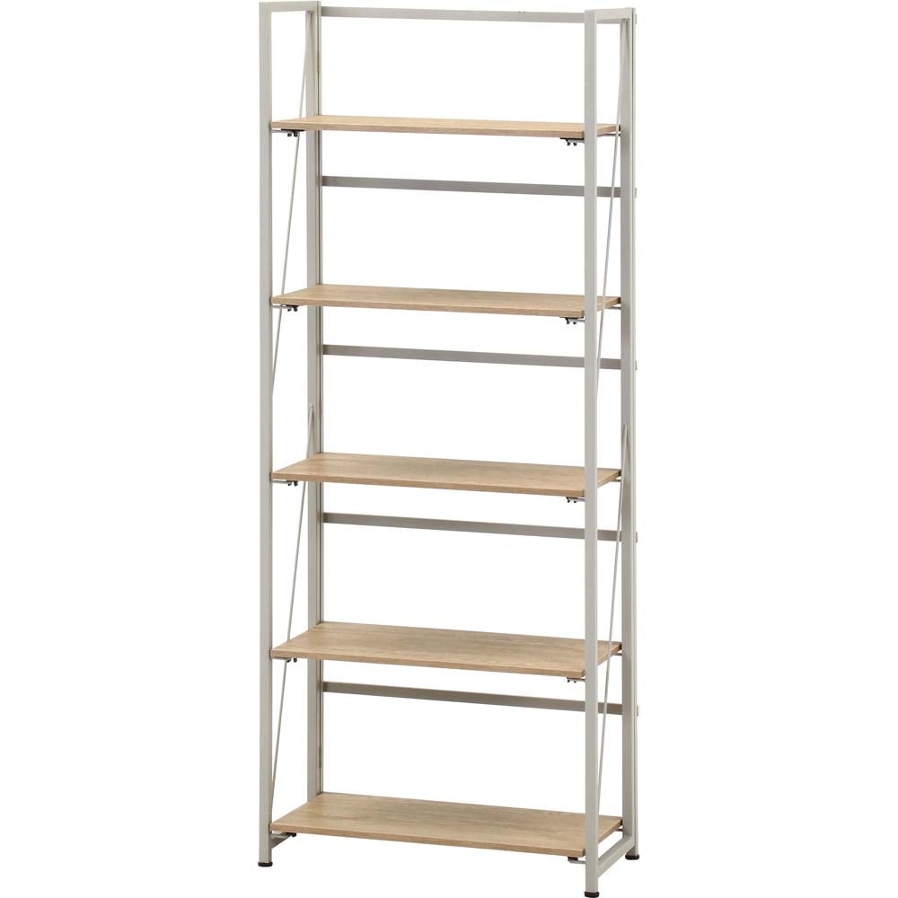 不二貿易 折りたたみシェルフ アロン5段 ナチュラル 73645