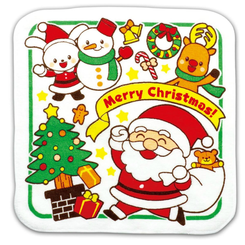 アーテック クリスマスタオルハンカチ(サンタとゆかいななかまた #77642 クリスマス サンタ もみの木 プレゼント