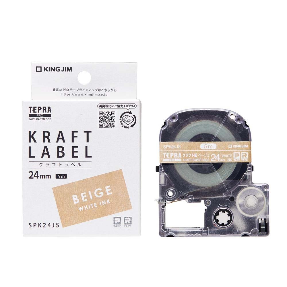 キングジム KINGJIM テプラPROテ－プ クラフト紙/白文字 24mm SPK24JS