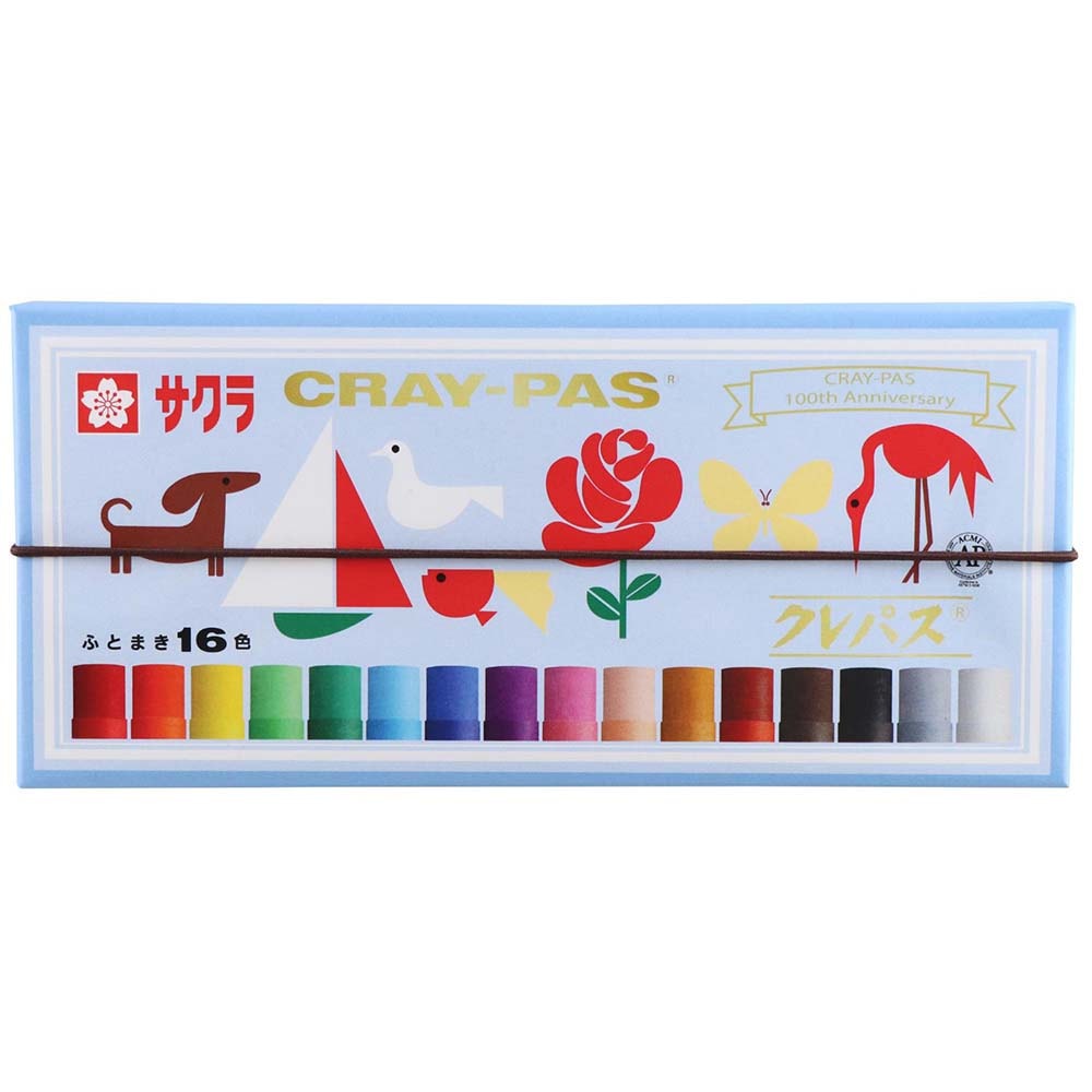 サクラクレパス クレパス 100周年記念限定のクレパス 太巻16色