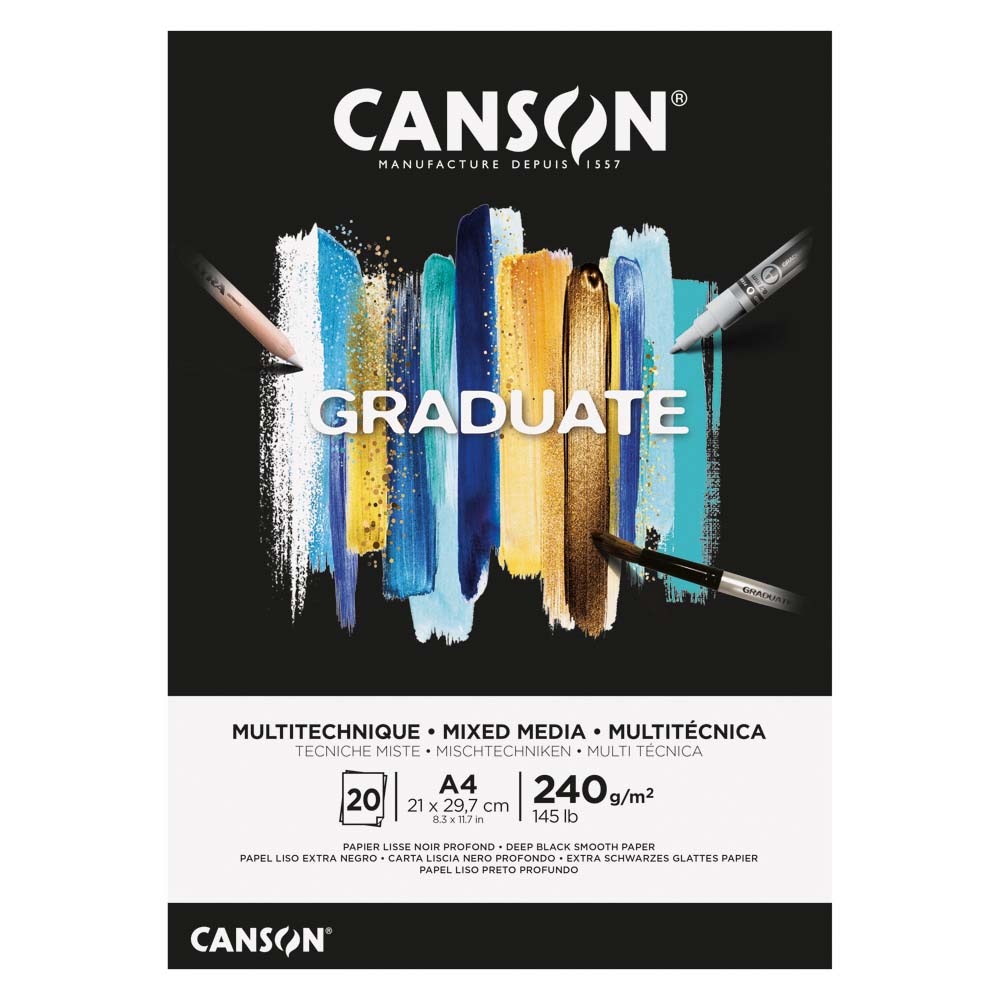 マルマン maruman グラジュエイト パッド ミックスメディア ブラックペーパー A4 GRADUETE CANSON