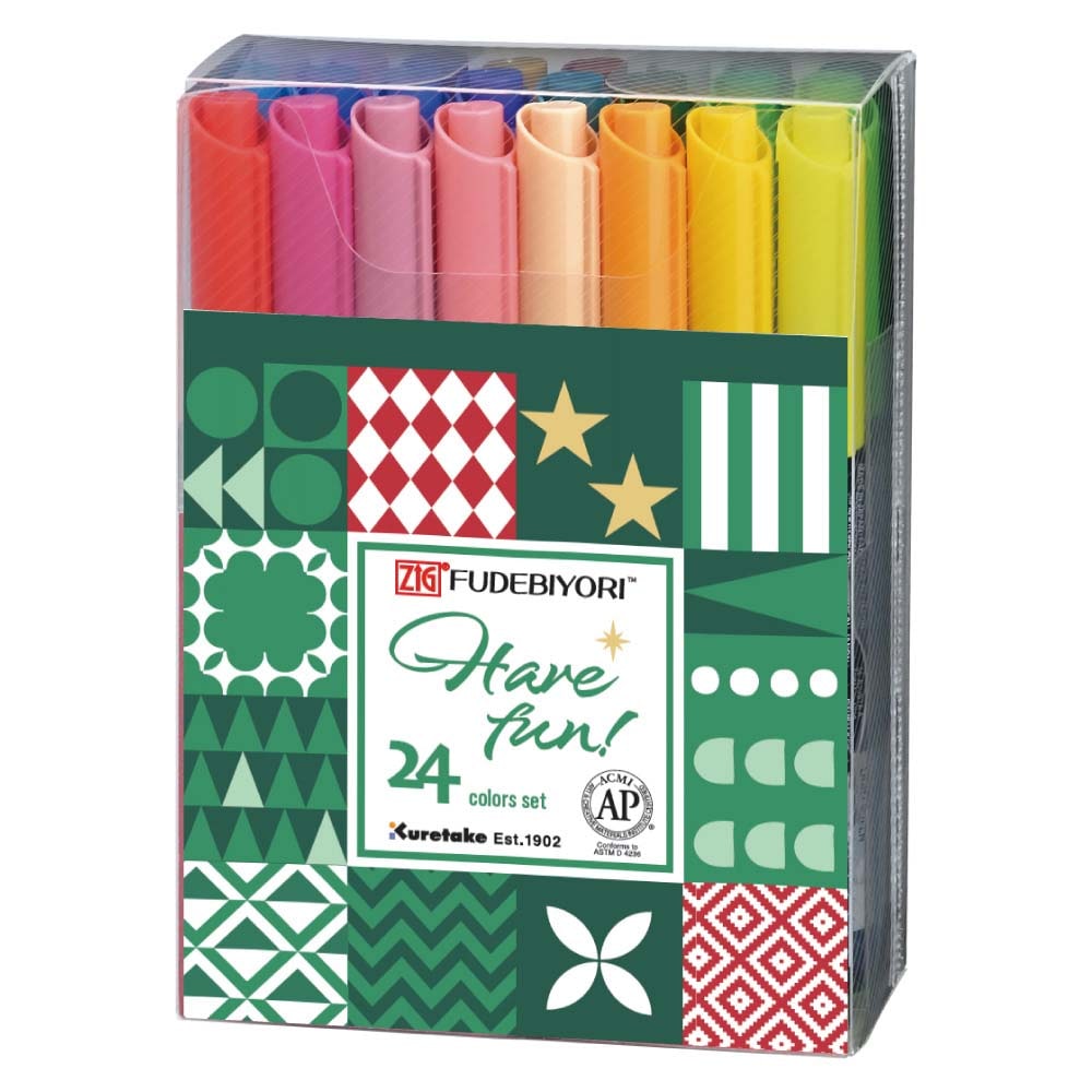 数量限定】呉竹 カラー筆ペン ZIG FUDEBIYORI 24colors set