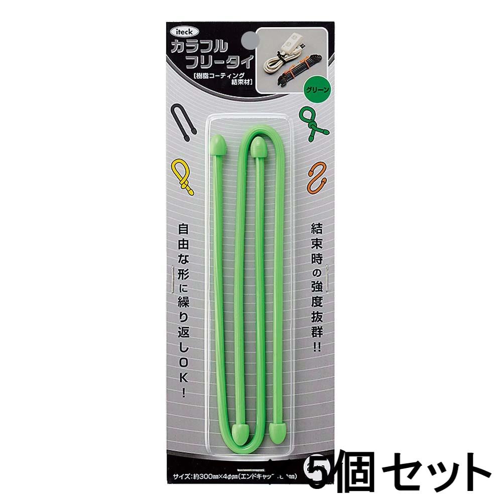光 HIKARI カラフルフリータイ 300×4mm グリーン 2個入 5個セット KFRT304-4